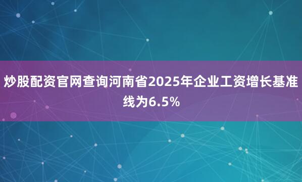 炒股配资官网查询河南省2025年企业工资增长基准线为6.5%